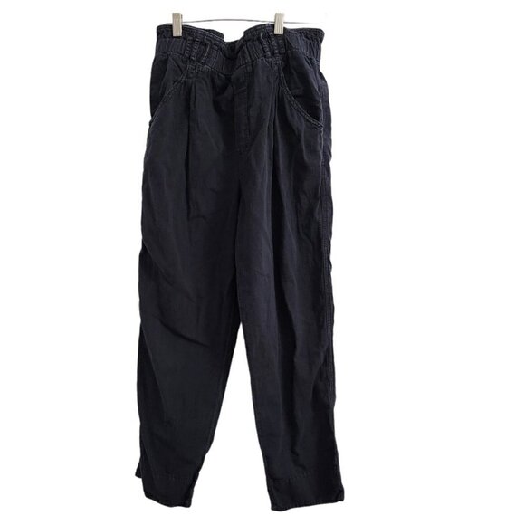 Anthropologie Womens Malin Utility‎ Pants Small Paperbag Washed Black High-Rise - Picture 1 of 12